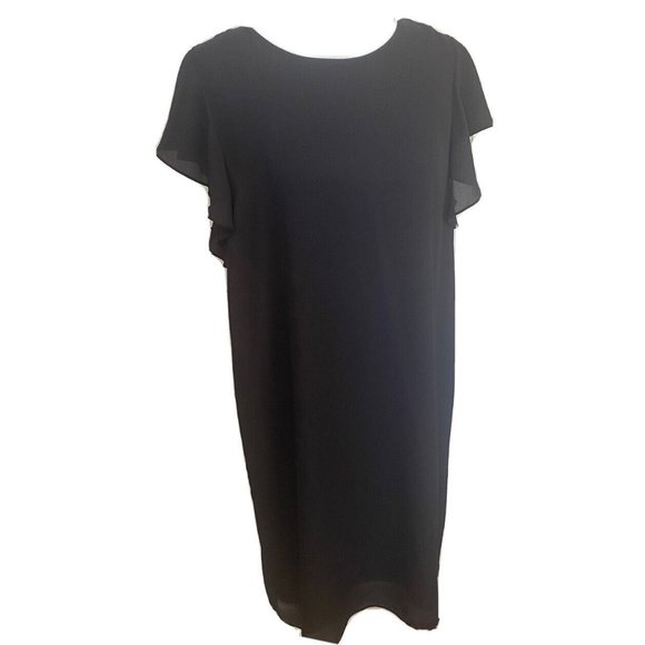 Aritzia Babaton Size M Burt Shift Ruffle Sleeve Chiffon Lined Mini Dress Black - Picture 1 of 4